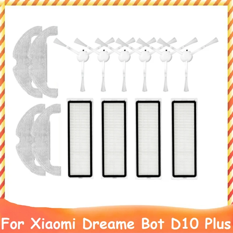 Набор аксессуаров для Xiaomi Dreame Bot D10 Plus RLS3D, моющийся фильтр НЕРА, Швабра, тканевая боковая щетка, 14 шт.