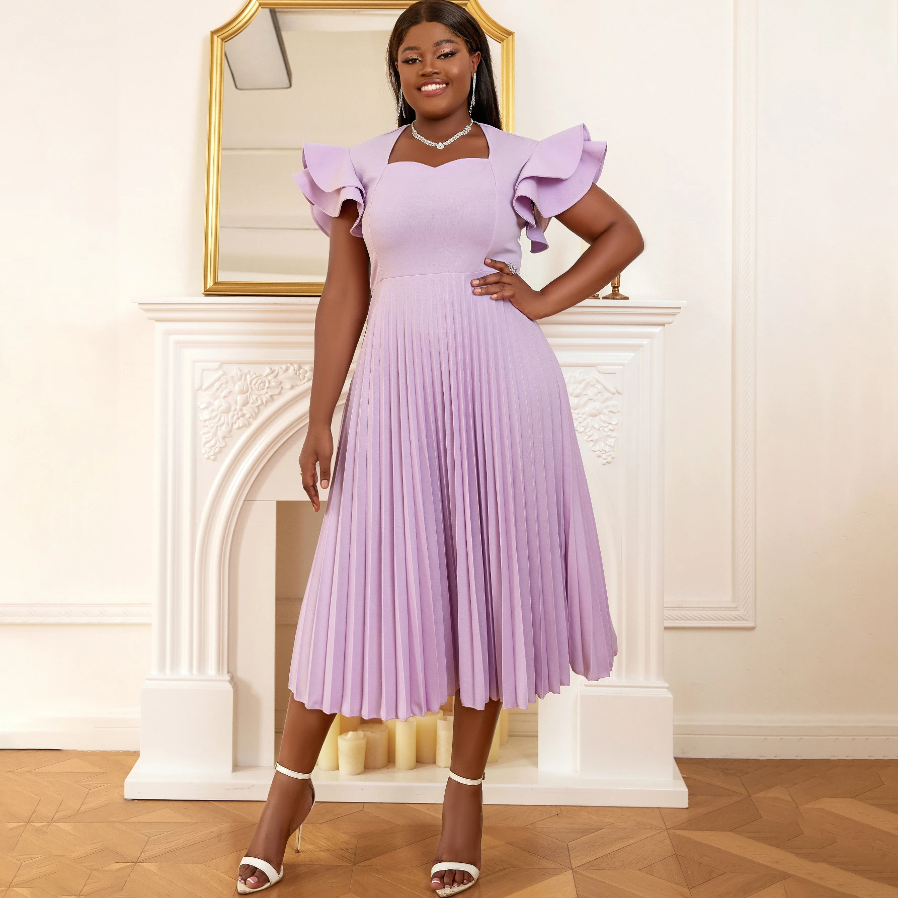 Women Pleated Dress Butterfly Sleeve Square Collar A Line Dress Evening Party Dresses For Women Elegant Birthday African Dress
Women Pleated Dress Butterfly Sleeve Square Collar A Line Dress Evening Party Dresses For Women Elegant Birthday African Dress