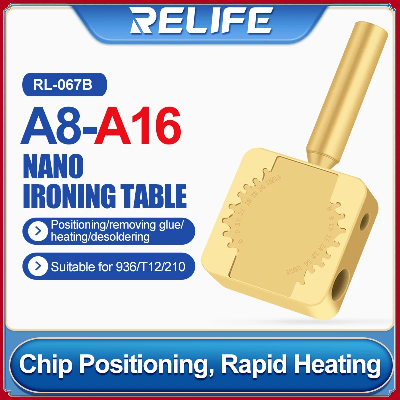 RELIFE RL-067B Pure Copper Heating Station Soldering iron Tips For iPhone A8-A16 CPU RAM Glue Removal IC Chip BGA Repair
RELIFE RL-067B Pure Copper Heating Station Soldering iron Tips For iPhone A8-A16 CPU RAM Glue Removal IC Chip BGA Repair
