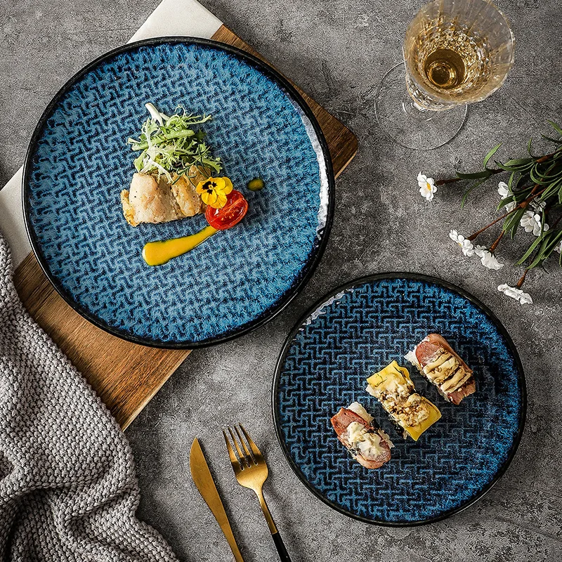 Japanese Creative Ceramic Western Food Plate Household Kiln Steak Plate Restaurant Stripe Edge Vintage Shallow Plate Wholesale
Japanese Creative Ceramic Western Food Plate Household Kiln Steak Plate Restaurant Stripe Edge Vintage Shallow Plate Wholesale