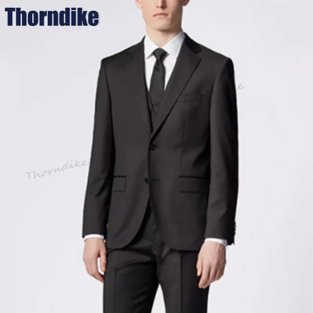 

Официальный Мужской костюм из трех предметов Thorndike, элегантная мужская одежда, однобортный Блейзер (пиджак + брюки + жилет)