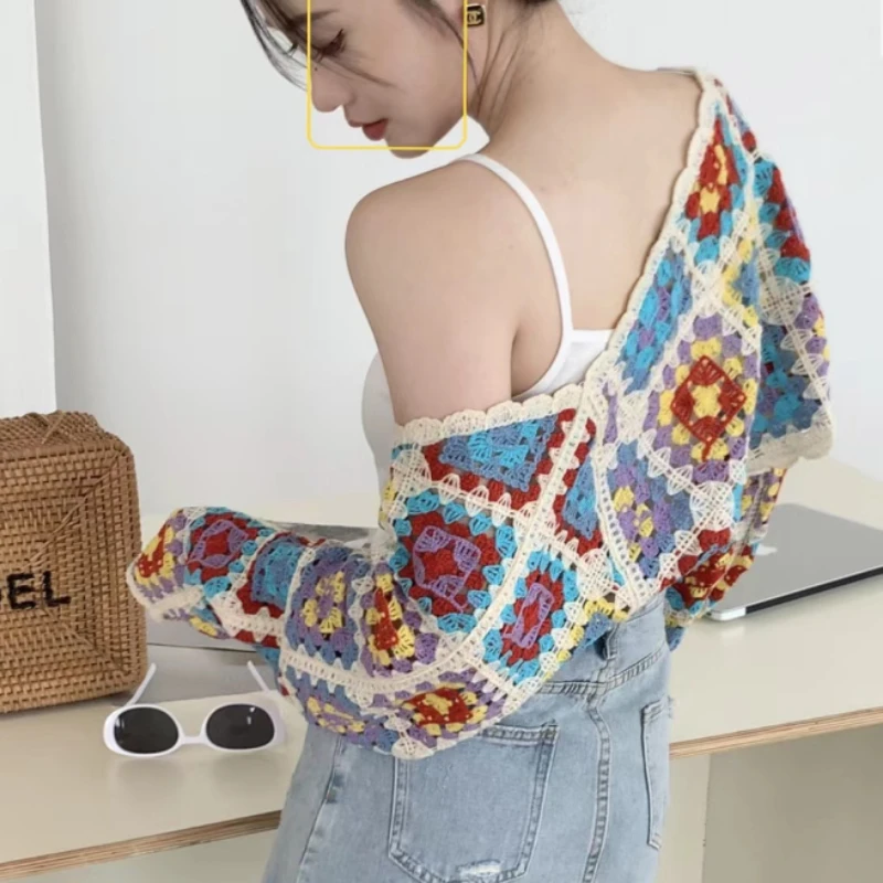 Y2K Retro Colorful Crocheted Hollow Cardigan Knitted Jacket Women's Design Thin Short Jacket Shawl
Y2K Retro Colorful Crocheted Hollow Cardigan Knitted Jacket Women's Design Thin Short Jacket Shawl