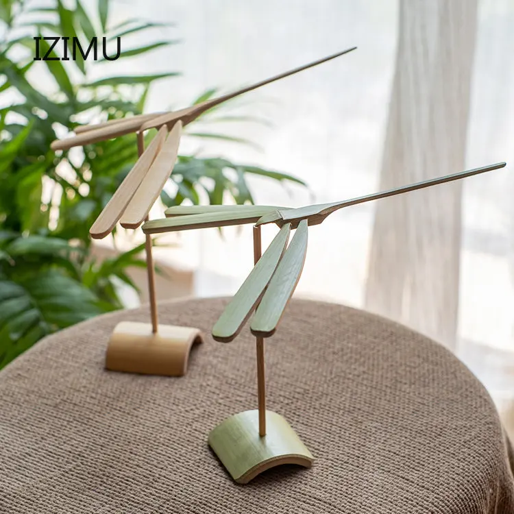 

IZIMU Balanced bamboo dragonfly tea ceremony Chinese decoration nostalgic handicrafts tea room retro tabletop decoration gift