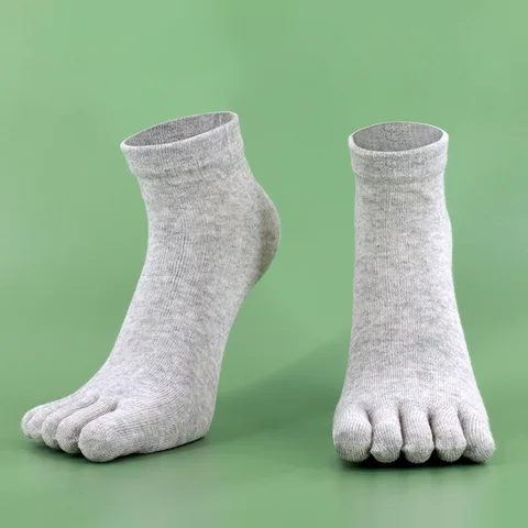 Носки с пальцами, мужские хлопковые носки с пятью пальцами, дышащие короткие носки, спортивные носки для бега, одноцветные, черные, белые, серые, мужские носки