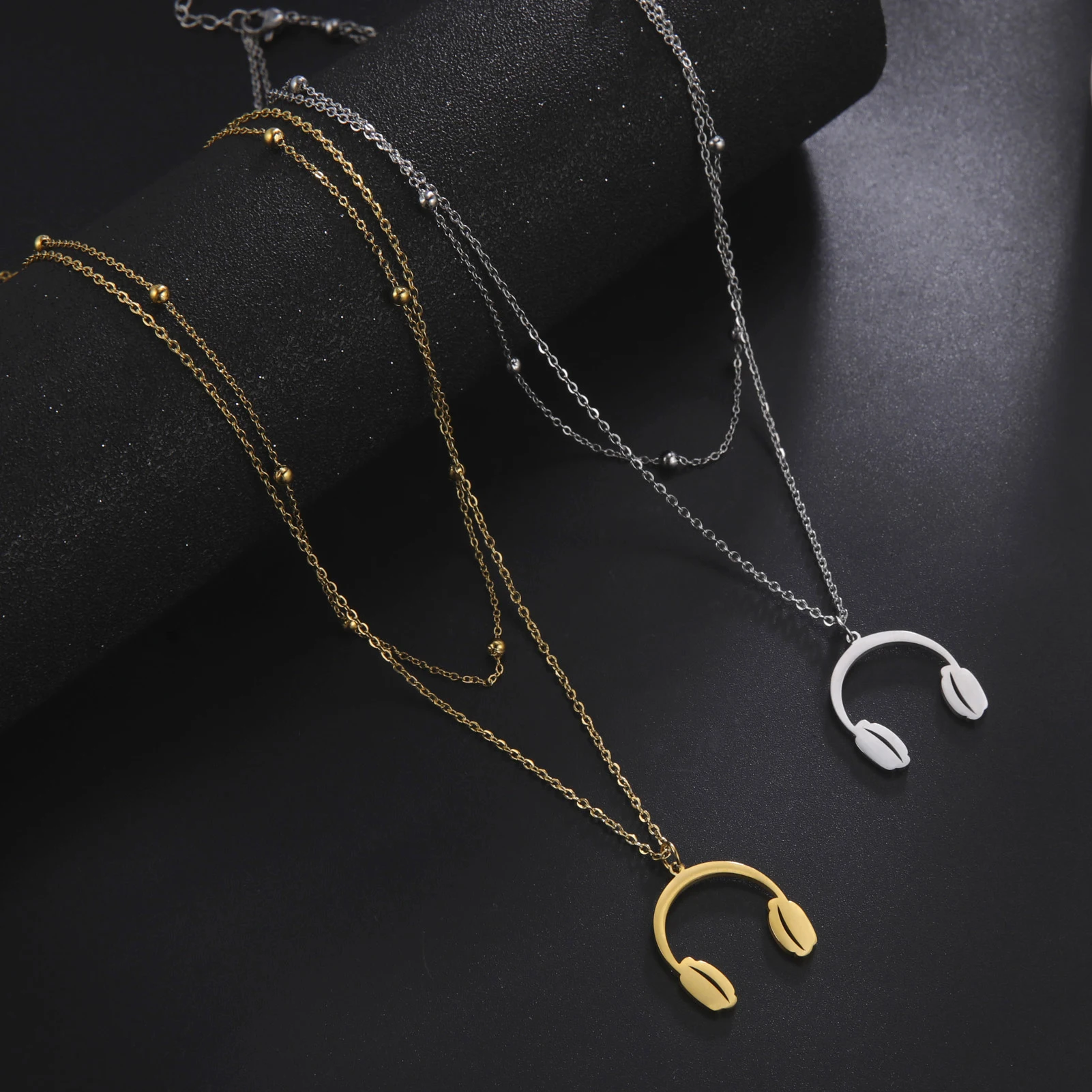 KKjoy Earphone Note Necklace for Women Silver Color Stainless Steel Music Double Chain Bouble Chain CAsual Jewelry Accessories
KKjoy Earphone Note Necklace for Women Silver Color Stainless Steel Music Double Chain Bouble Chain CAsual Jewelry Accessories