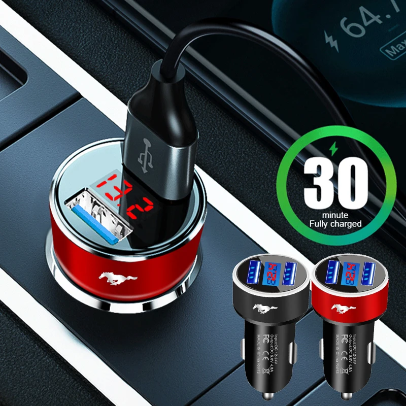 4.8A Car Charger 5V Dual USB Adapter Phone Quick Charging for Mustang Ford Universal Big Size Mustang Shelby GT Car Accessories
4.8A Car Charger 5V Dual USB Adapter Phone Quick Charging for Mustang Ford Universal Big Size Mustang Shelby GT Car Accessories