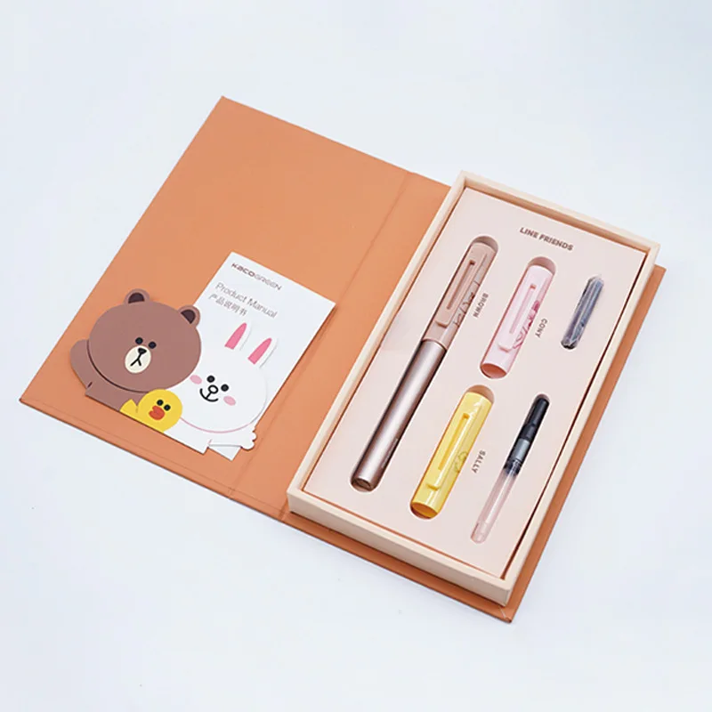 Kaco Line Friends Co-Signed Fountain Pen Gift Box Set Brown Bear Girl High Appearance Level Lovely Stationery Gifts 
Kaco Line Friends Co-Signed Fountain Pen Gift Box Set Brown Bear Girl High Appearance Level Lovely Stationery Gifts
