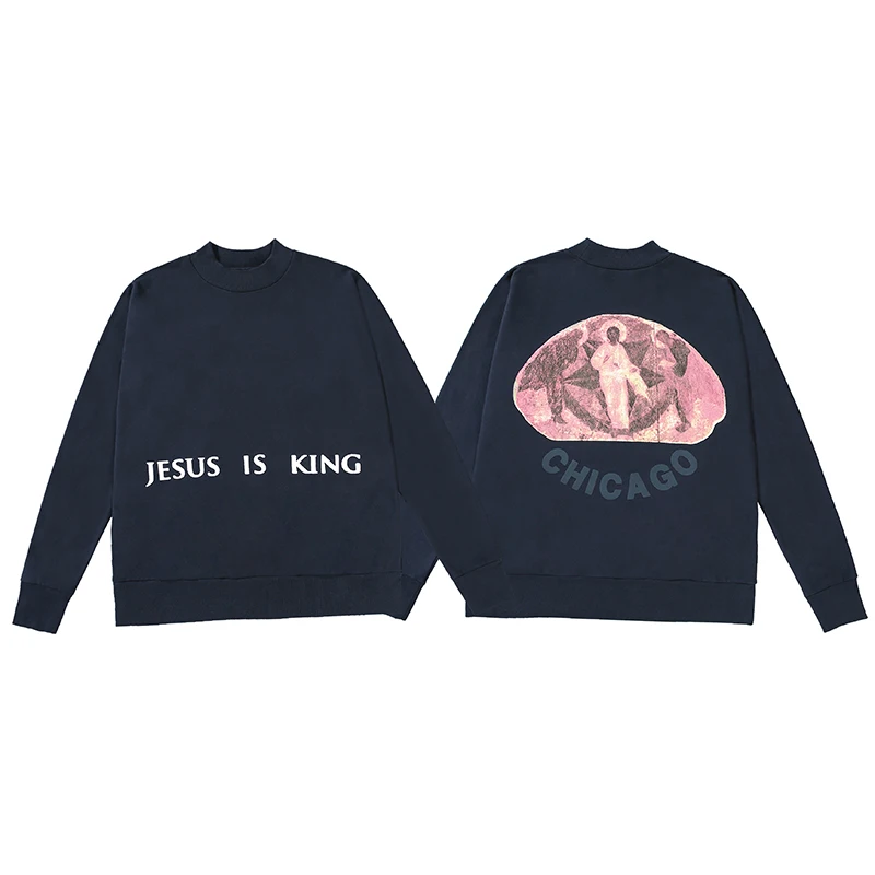 Kanye West Jesus Is King Three Gods Oil Painting Foaming Long Sleeve High Street Tide Brand Loose Round Neck
Kanye West Jesus Is King Three Gods Oil Painting Foaming Long Sleeve High Street Tide Brand Loose Round Neck