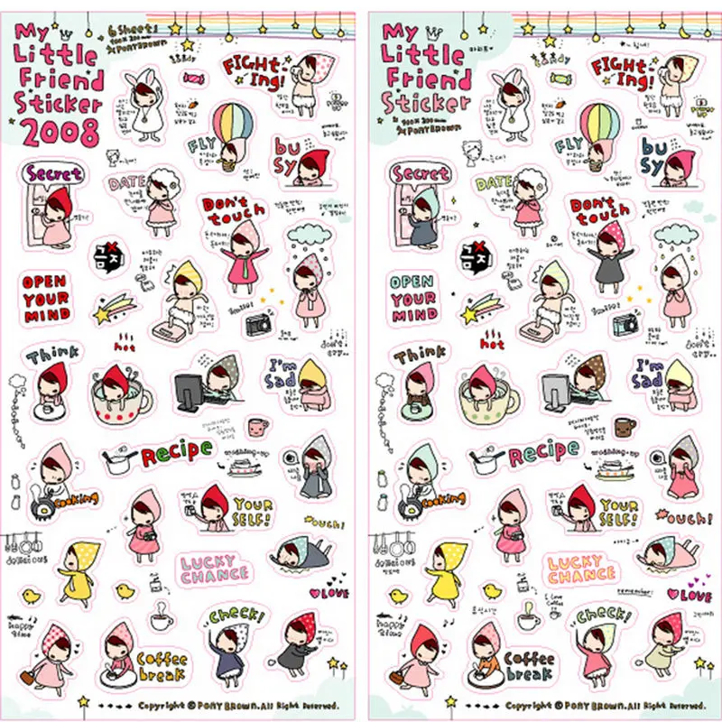 6 sheets DIY Cute Cartoon My little friend Paper Sticker for Scrapbooking Diary Kawaii Planner Memo Stickers Stationery Students
6 sheets DIY Cute Cartoon My little friend Paper Sticker for Scrapbooking Diary Kawaii Planner Memo Stickers Stationery Students