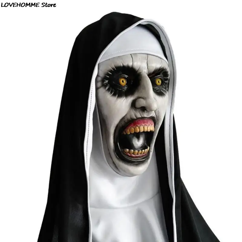 The Horror Scary Nun Latex Mask Headscarf Valak Cosplay for Halloween Costume Face Masques With Headpiece 
The Horror Scary Nun Latex Mask Headscarf Valak Cosplay for Halloween Costume Face Masques With Headpiece
