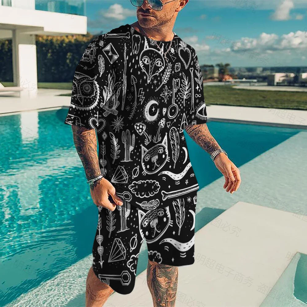 Summer Tracksuit T Shirt New Fashion Man Creativity Tops Sportswear Men Sets Short Outfits Male Causal O-neck Harajuku Clothes
Summer Tracksuit T Shirt New Fashion Man Creativity Tops Sportswear Men Sets Short Outfits Male Causal O-neck Harajuku Clothes