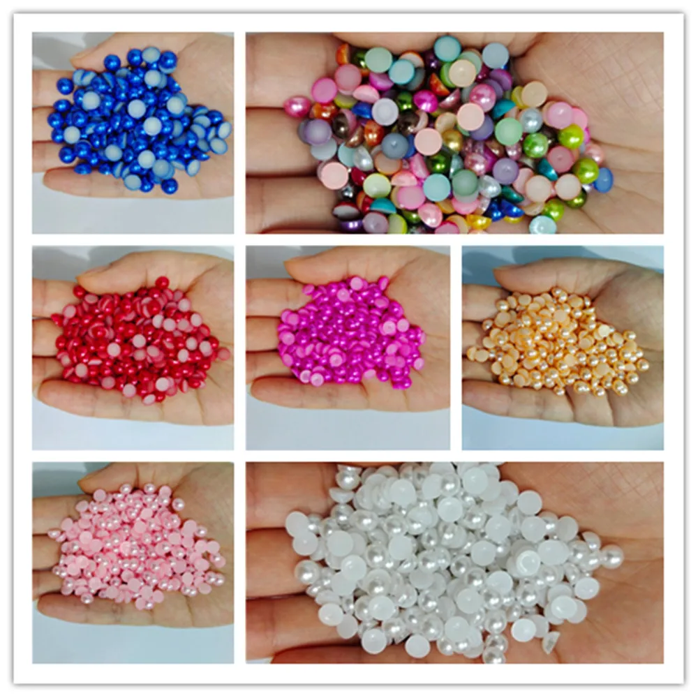 

All Colours 3mm-12mm Half Round ABS Imitation Pearls Flatback Acrylic Pearl Glue On Pearls Beads Nail Art Crafts Diy Decorations