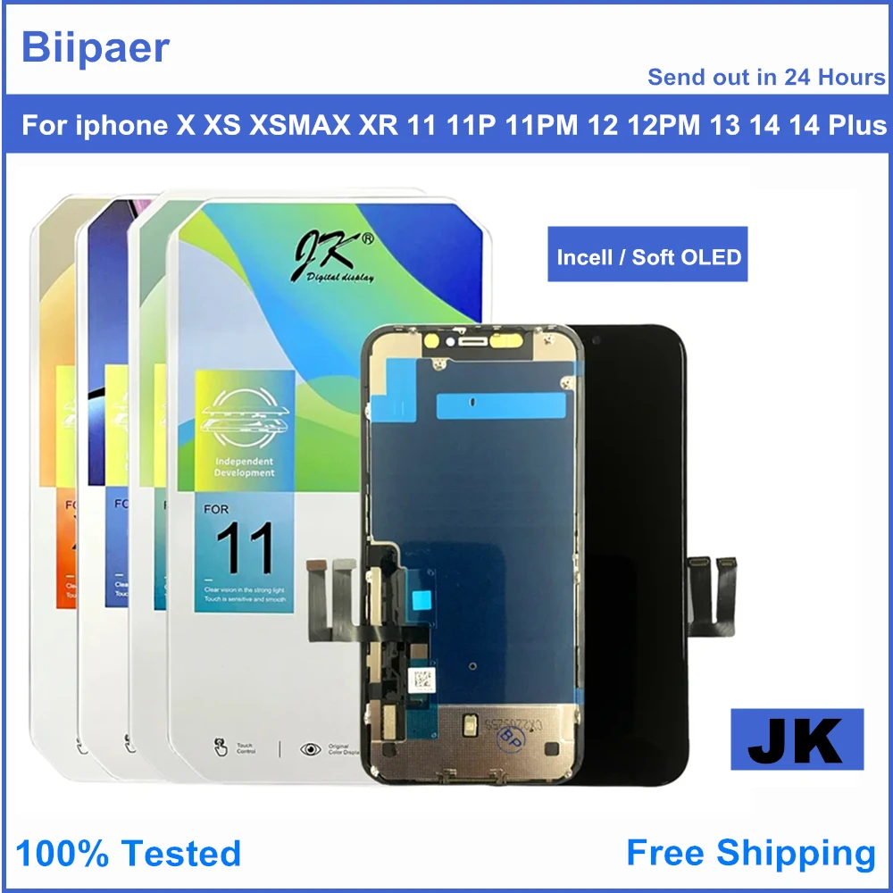 

JK Incell OLED LCD Pantalla Display For iphoneX XS LCD Display Digitizer дисплей For iPhone X XSMAX 11 Pro 12 Pro 13 14 14Plus