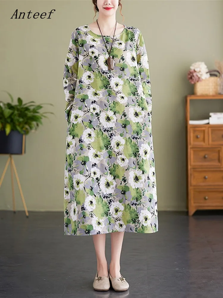 long sleeve cotton linen vintage floral dresses for women casual loose long summer dress elegant clothing 2022
long sleeve cotton linen vintage floral dresses for women casual loose long summer dress elegant clothing 2022