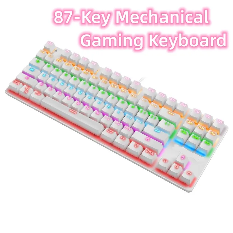 

TCJJ Mechanical Gaming Keyboard 87-Key Ergonomic Gaming Keyboard Mix Backlit LED USB For Gamer PC Laptop ABS Keycap Game Tools