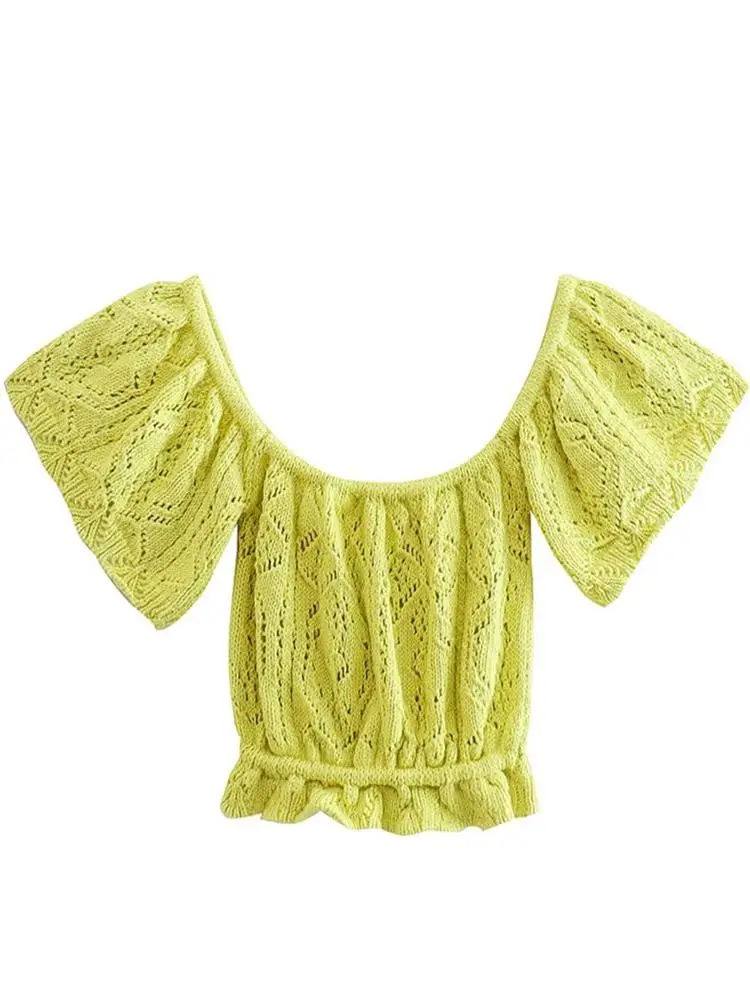 MESTTRAF Sexy Design 2022 Women Hollow Out Crop Knit Sweater Vintage Short Sleeve Elastic Trims Female Pullovers Chic Tops
MESTTRAF Sexy Design 2022 Women Hollow Out Crop Knit Sweater Vintage Short Sleeve Elastic Trims Female Pullovers Chic Tops