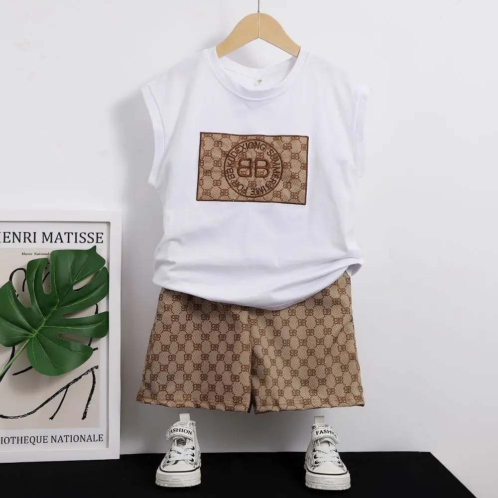 Boys Summer Vest Top Short Sleeve Set 2023 New Sleeveless Baby Summer Dress Children's Cool and Handsome Clothing Set
Boys Summer Vest Top Short Sleeve Set 2023 New Sleeveless Baby Summer Dress Children's Cool and Handsome Clothing Set