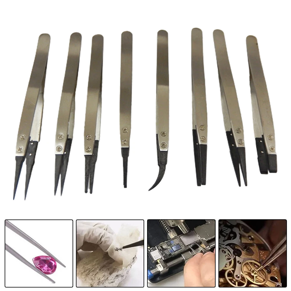 ESD Anti-Static Tweezers Stainless Steel Tweezers With Replaceable Carbon Fiber Tips For Electronics Repair Soldering Craft
ESD Anti-Static Tweezers Stainless Steel Tweezers With Replaceable Carbon Fiber Tips For Electronics Repair Soldering Craft