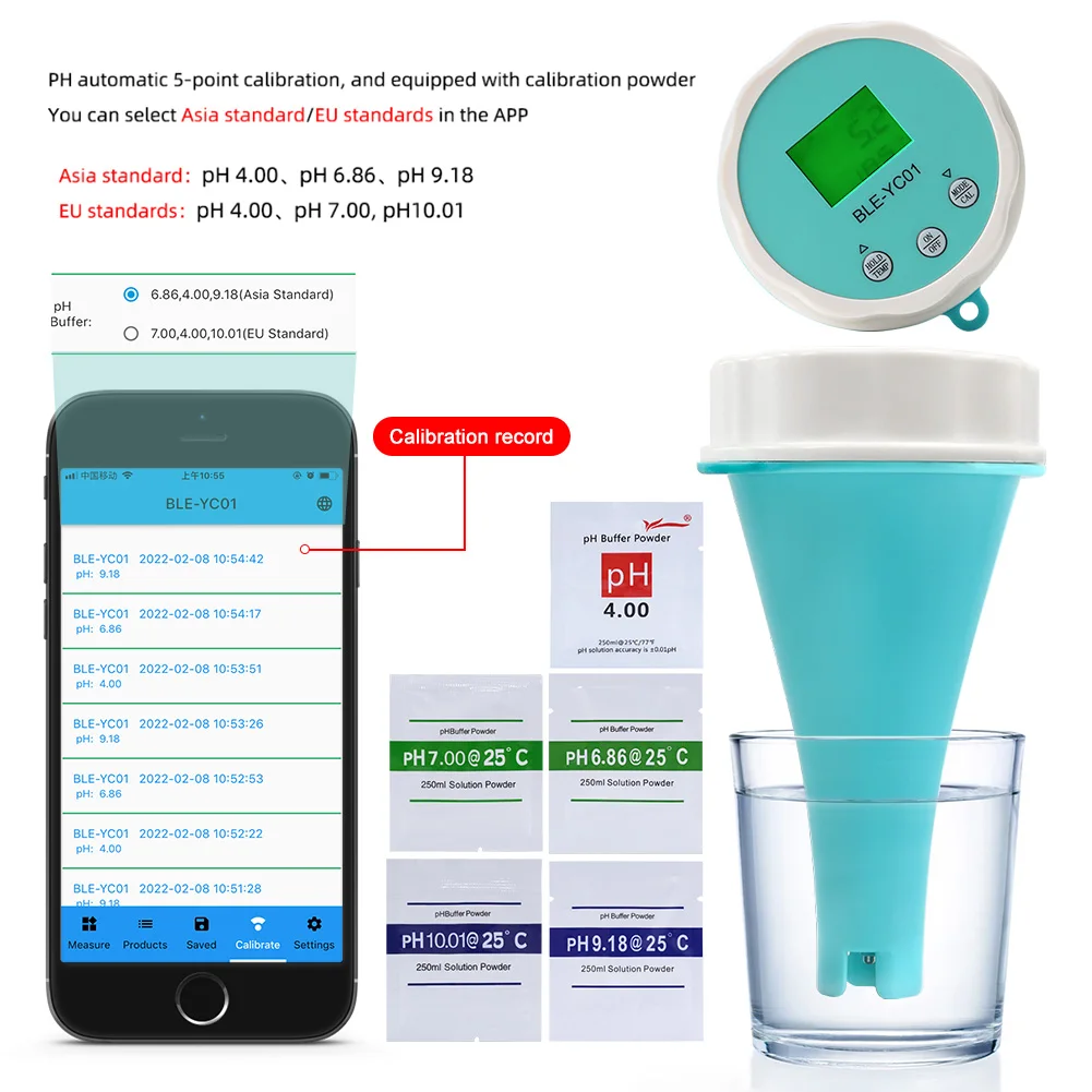 BLE-YC01 Smart Online Bluetooth Water Chlorine/pH/EC/ORP/TEMP 6 IN 1 Meter PH Meter High Accuracy Water Quality Tester
BLE-YC01 Smart Online Bluetooth Water Chlorine/pH/EC/ORP/TEMP 6 IN 1 Meter PH Meter High Accuracy Water Quality Tester