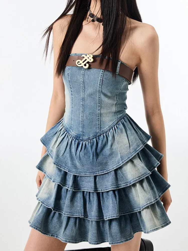 Hikigawa шикарные модные Y2k джинсовые платья без бретелек Летняя приталенная Туника пикантные с открытыми плечами Многослойные элегантные платья для женщин
Hikigawa шикарные модные Y2k джинсовые платья без бретелек Летняя приталенная Туника пикантные с открытыми плечами Многослойные элегантные платья для женщин