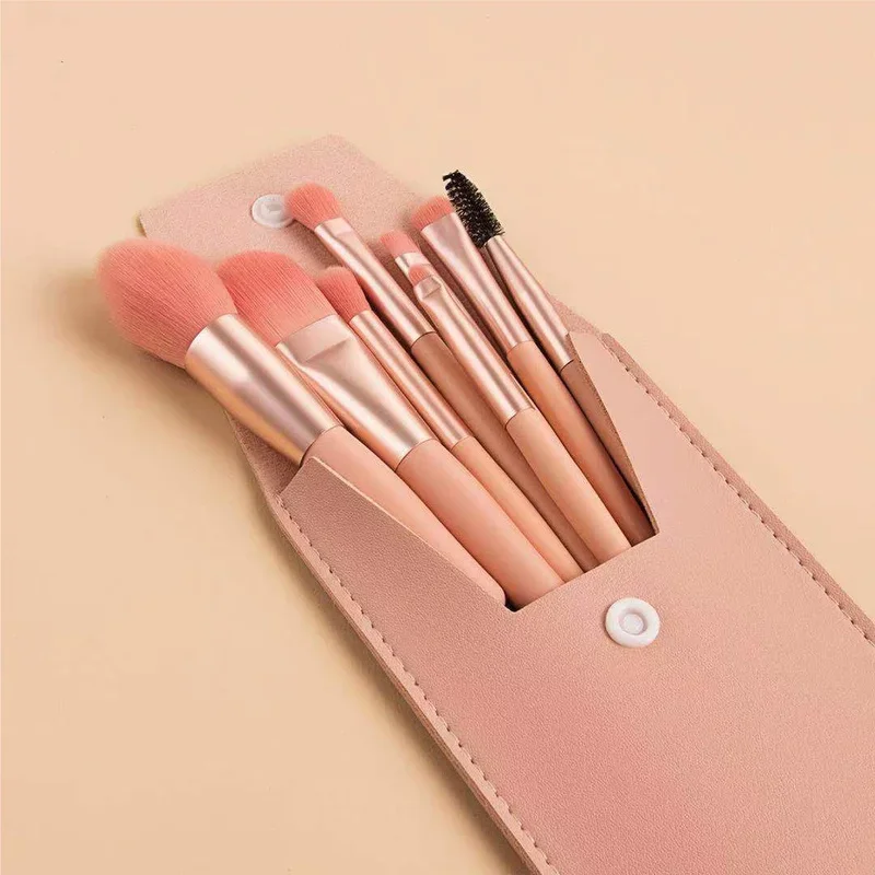 

8pcs Pink Makeup Brushes Set Vegan Eyebrow Eyelash Powder Synthetic Hair Foundation Brush Make Up Tools For Women