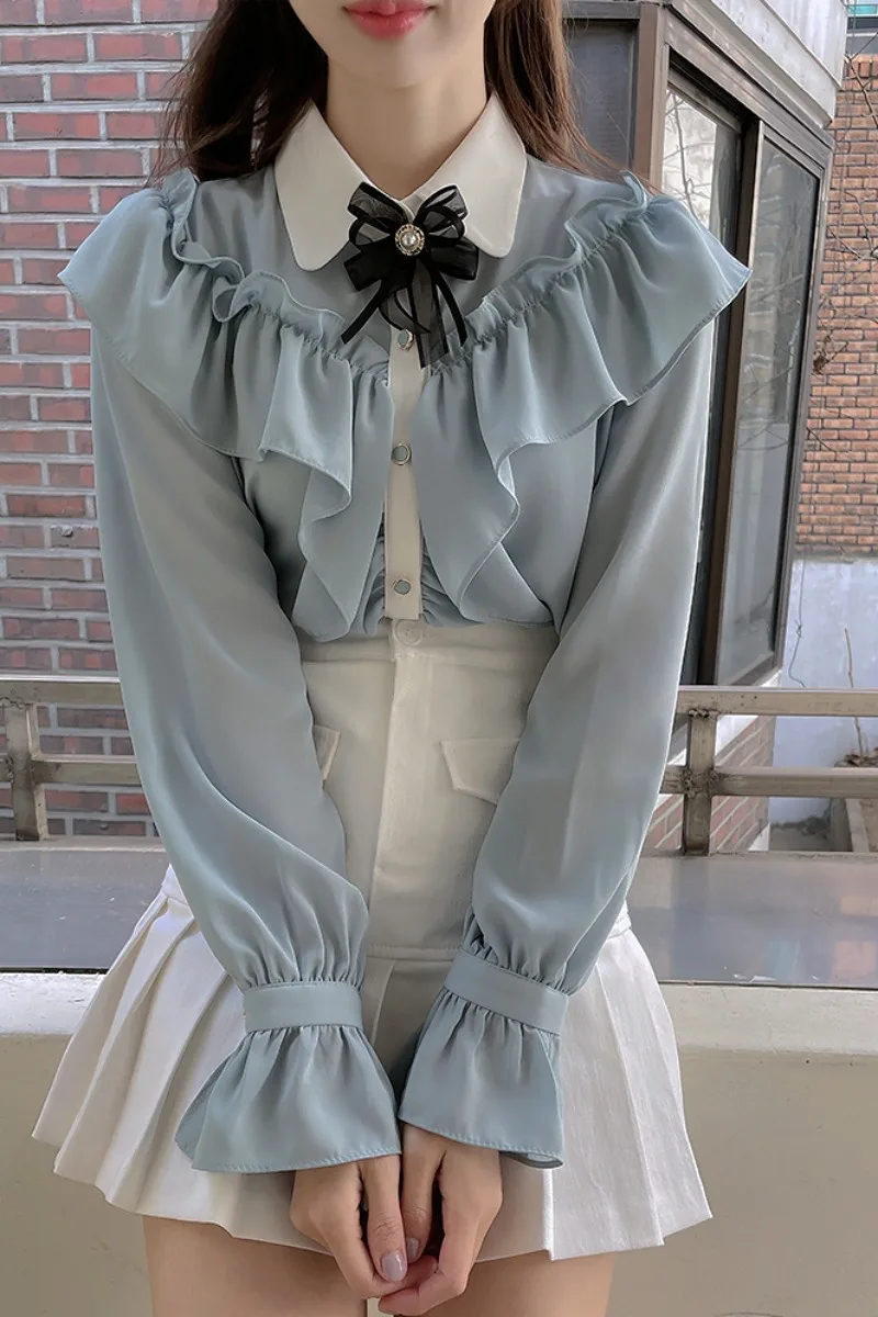 Preppy Style Ruffle Patchwork Women Shirts Sweet Bow Chiffon Blouses 2023 Japanese Kawaii Blusas Mujer De Moda Cute Blouse Tops
Preppy Style Ruffle Patchwork Women Shirts Sweet Bow Chiffon Blouses 2023 Japanese Kawaii Blusas Mujer De Moda Cute Blouse Tops