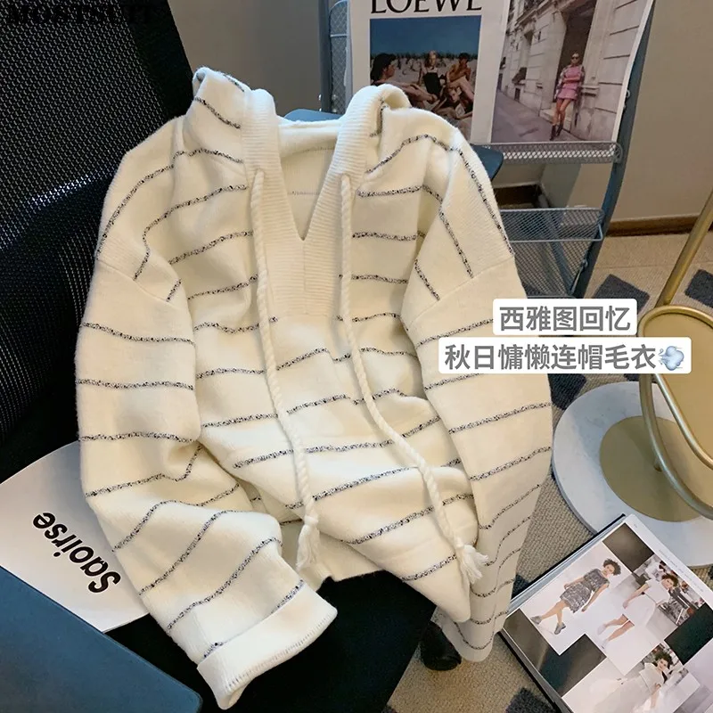 Hooded Striped Knitted Sweater Women 2022 Winter Korean Casual Fashion Loose Pullover Jumpers Long Sleeve Chic Female Jacket Top
Hooded Striped Knitted Sweater Women 2022 Winter Korean Casual Fashion Loose Pullover Jumpers Long Sleeve Chic Female Jacket Top