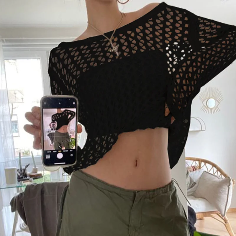 Vintage Loose Hollow Out Knit Pullovers See Through Women Casual Clothes Smock Tops Summer Shirts Sweater Knitwear Outwear
Vintage Loose Hollow Out Knit Pullovers See Through Women Casual Clothes Smock Tops Summer Shirts Sweater Knitwear Outwear