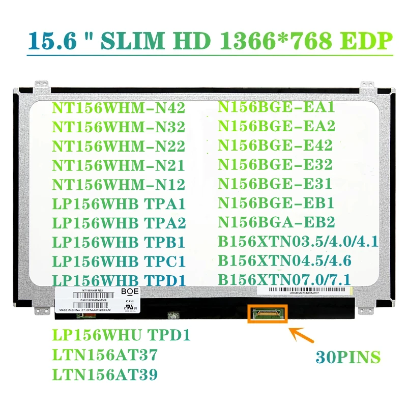 2023 15.6 Inch EDP Laptop LCD Screen NT156WHM-N42 NT156WHM N32 N156BGE EA2 B156XTN07.1 N156BGA-EA2 B156XTN04 15 6 Slim 30 Pin
2023 15.6 Inch EDP Laptop LCD Screen NT156WHM-N42 NT156WHM N32 N156BGE EA2 B156XTN07.1 N156BGA-EA2 B156XTN04 15 6 Slim 30 Pin