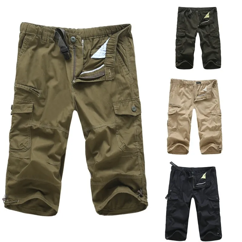 Summer Mens Knee Length Cotton Army Cargo Shorts Men Casual Shorts Multi-pocket Loose Shorts with Belt
Summer Mens Knee Length Cotton Army Cargo Shorts Men Casual Shorts Multi-pocket Loose Shorts with Belt
