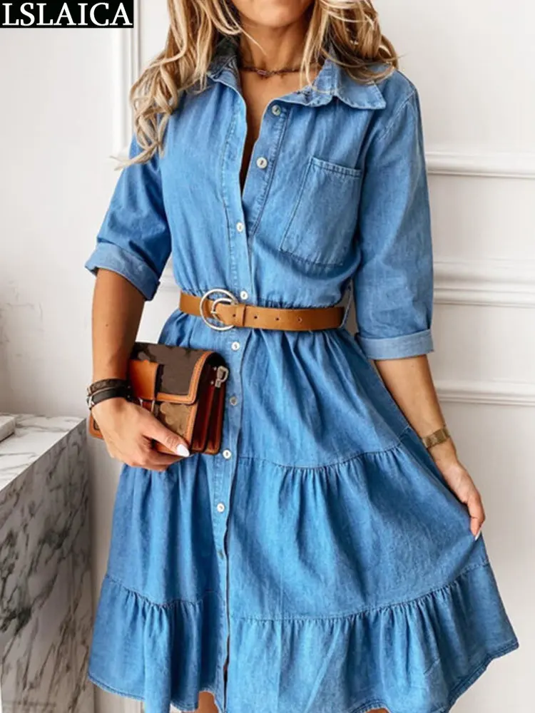 Long Sleeve Casual Dresses for Women Summer 2023 Fashion Holiday Dress Denim Female Clothing Pockets Womens Button Hot Sale Prom
Long Sleeve Casual Dresses for Women Summer 2023 Fashion Holiday Dress Denim Female Clothing Pockets Womens Button Hot Sale Prom