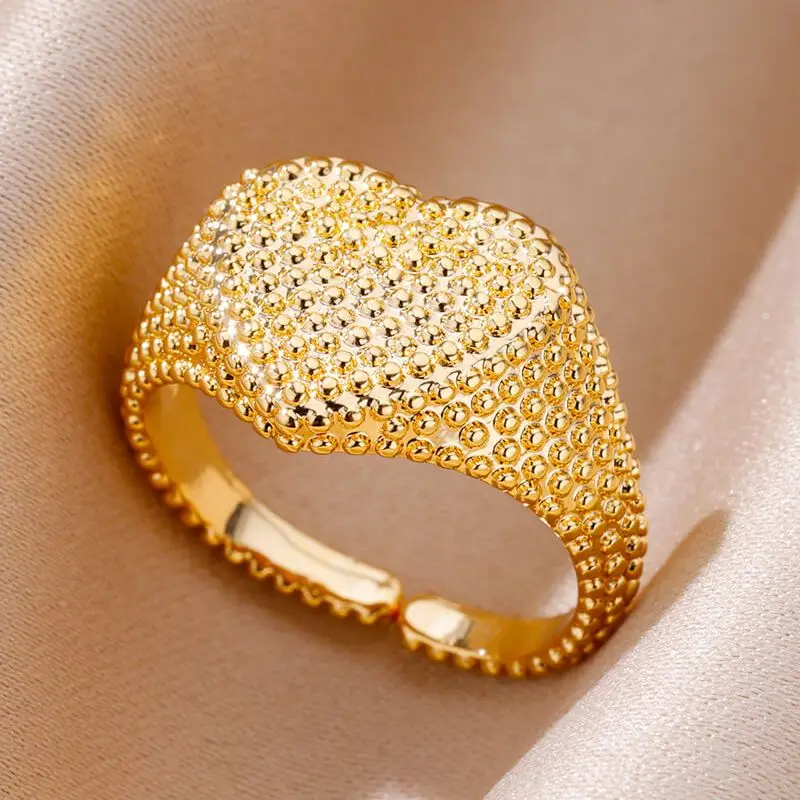 Vintage Heart Rings for Women Stainless Steel Gold Plated Adjustable Ring 2023 New in Design Engagement Wedding Jewelry anillos
Vintage Heart Rings for Women Stainless Steel Gold Plated Adjustable Ring 2023 New in Design Engagement Wedding Jewelry anillos