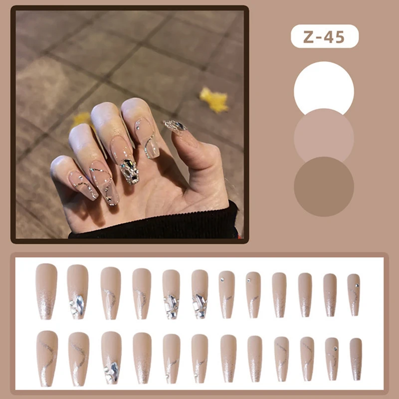 2021 24PCS Rhiestones Inlaid Fake Nails Long Flat Head Nail Art Finished Nail Piece Finished Nail Piece 24PCS Removable Petits
2021 24PCS Rhiestones Inlaid Fake Nails Long Flat Head Nail Art Finished Nail Piece Finished Nail Piece 24PCS Removable Petits
