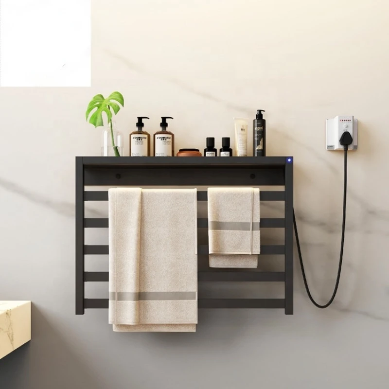 

Smart electrothermal towel rail with shelf ,wall hang electric towel rack stainless towel warmer racks