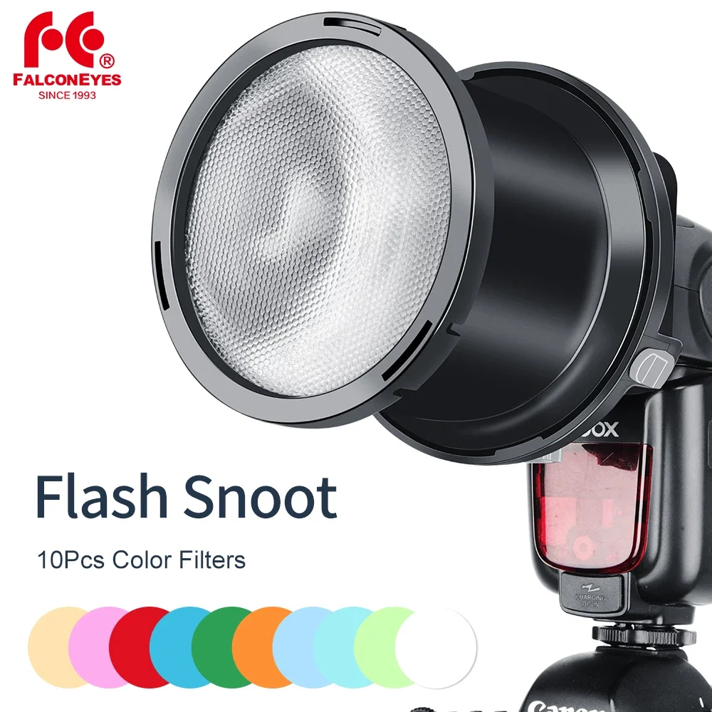 

Falcon Eyes Speedlite Flash 10pcs Color Filters Focused Snoot for Canon Nikon Sony Godox Speedlite