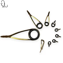 TN09 Fishing Spinning Ultra Light Gold Rod Guides Set High Gloss Ceramic Rings Fishing Rod Guides Ring Replacement Accessories