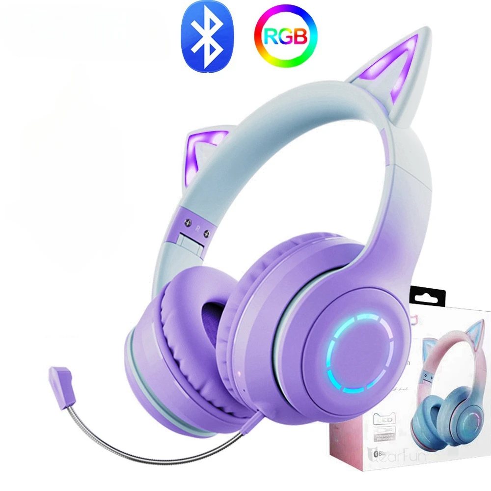 Fashion Gradient Pink Cat Ear Headphones with Mic for Kawaii Girls Kids Phone MP3, HiFi Stereo Music Glowing Wireless Earphones
Fashion Gradient Pink Cat Ear Headphones with Mic for Kawaii Girls Kids Phone MP3, HiFi Stereo Music Glowing Wireless Earphones