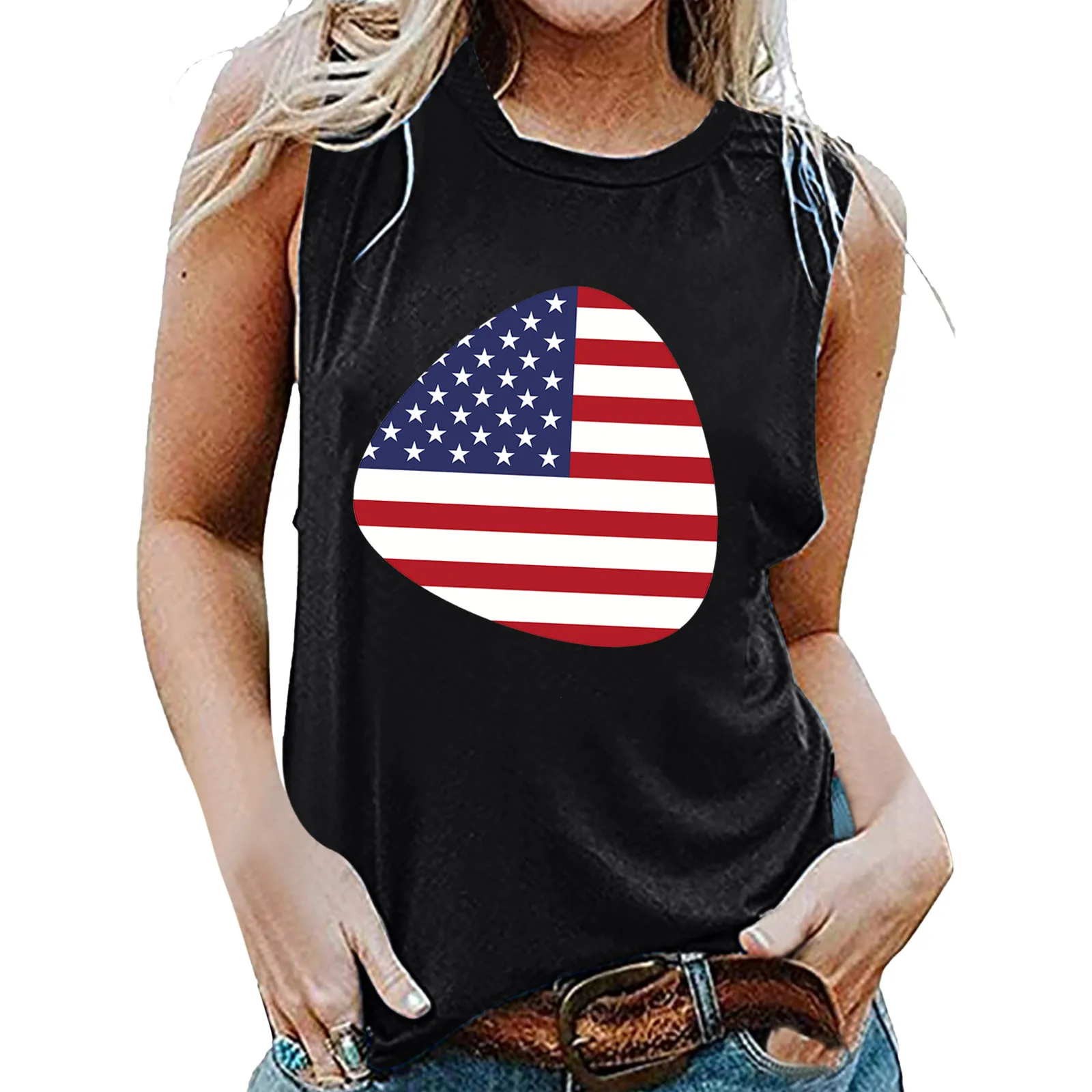 Женская футболка без рукавов, с круглым вырезом и принтом в полоску
Женская футболка без рукавов, с круглым вырезом и принтом в полоску