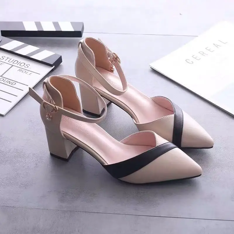 Fairy wind thick heel women's shoes 2021 new spring and summer color matching pointy heel fashion high heels
Fairy wind thick heel women's shoes 2021 new spring and summer color matching pointy heel fashion high heels