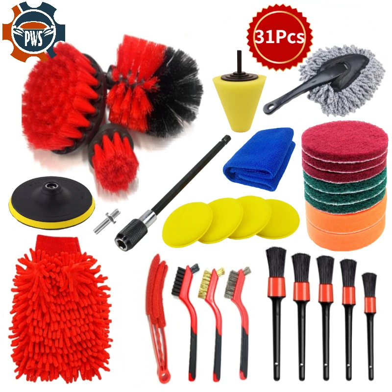 31Pcs Car Cleaning Tools Soft Drilling Brush Kit Microfiber Towel Car Tire Brush Soft Absorbing Glove Car Detailing Care Set
31Pcs Car Cleaning Tools Soft Drilling Brush Kit Microfiber Towel Car Tire Brush Soft Absorbing Glove Car Detailing Care Set