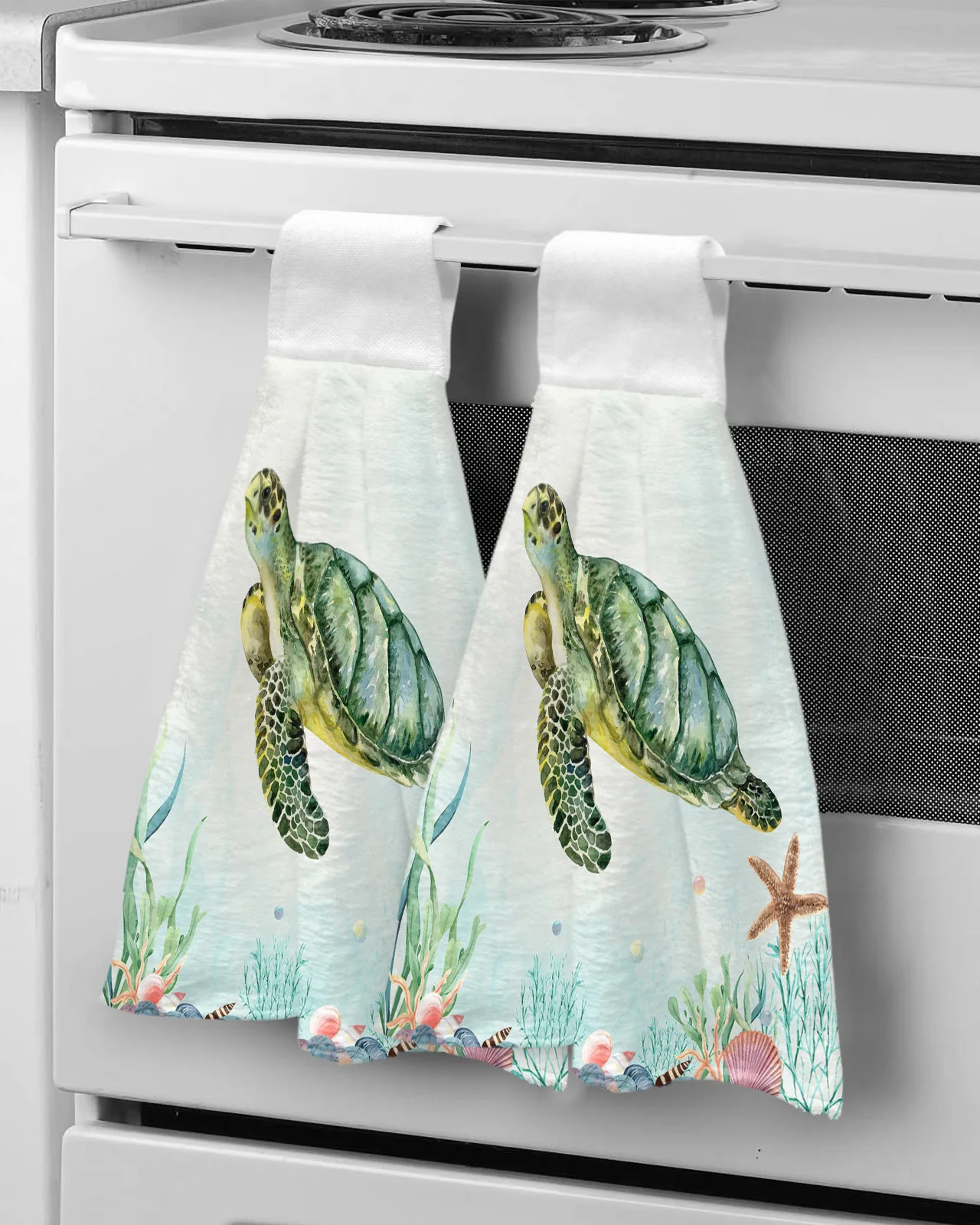 

Ocean Turtle Coral Starfish Microfiber Hand Towels Absorbent Towels Handkerchief Kitchen Tableware Cleaning Towel