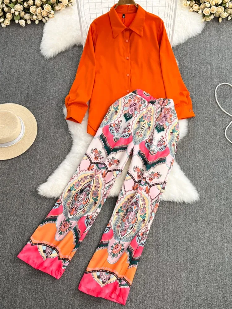 New Fashion Floral Women Elegant Pant Suit Casual Long Sleeve Shirts Blouses Print Pantalons 2 Piece Female Holiday Clothes
New Fashion Floral Women Elegant Pant Suit Casual Long Sleeve Shirts Blouses Print Pantalons 2 Piece Female Holiday Clothes