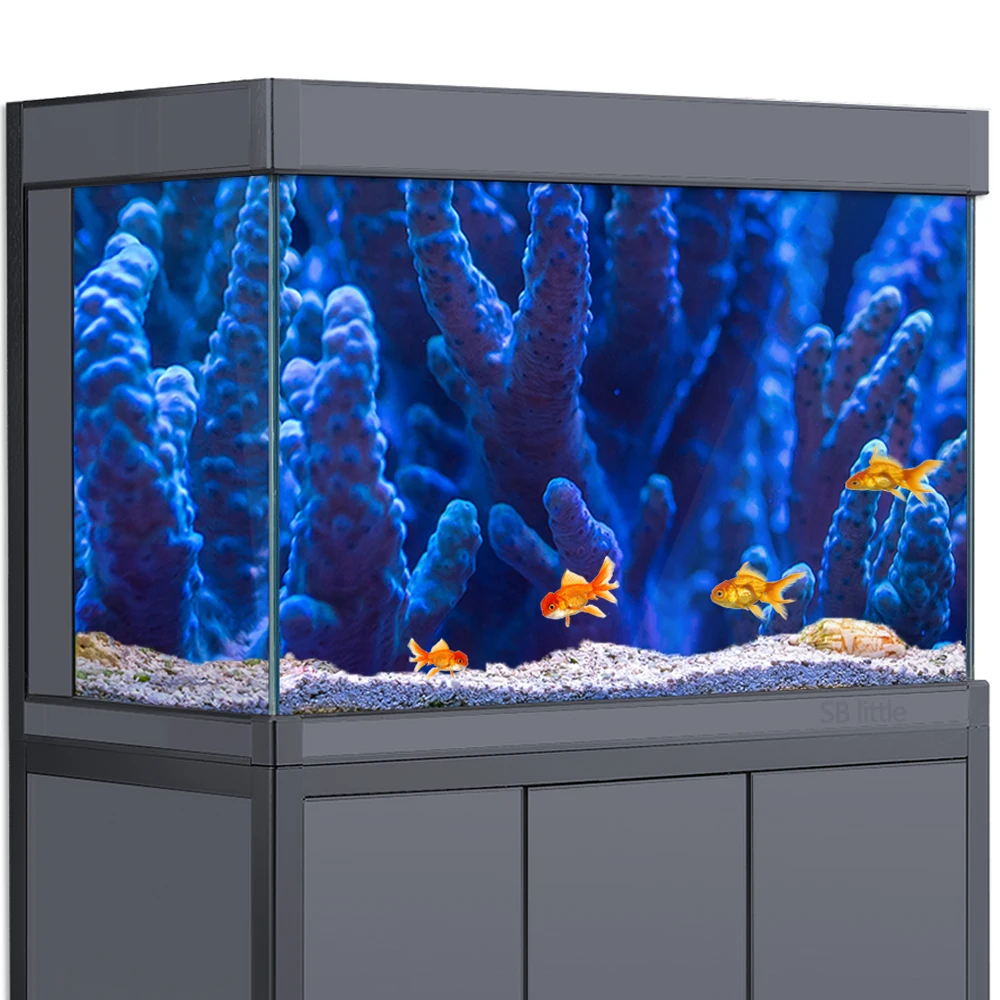 

Aquarium Background 3D Blue Coral Decorates Ocean HD Printing Wallpaper Fish Tank Reptile Habitat Decorations PVC