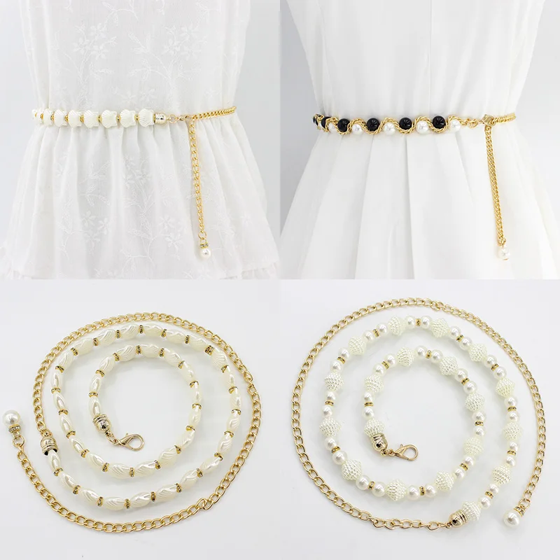 Adjustable Fashion Women Metal Fine Waist Chain Imitation Pearls Waist Strap Coat Skirt Lady All-Match Decorative Waistband
Adjustable Fashion Women Metal Fine Waist Chain Imitation Pearls Waist Strap Coat Skirt Lady All-Match Decorative Waistband