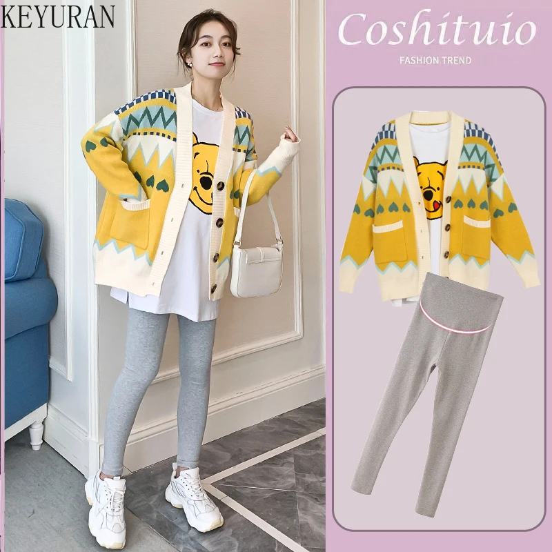 Spring Autumn Maternity 3 Piece Set Knitted Cardigan + Long Sleeve T-Shirts + Leggings Pregnancy Suit Clothes for Pregnant Women
Spring Autumn Maternity 3 Piece Set Knitted Cardigan + Long Sleeve T-Shirts + Leggings Pregnancy Suit Clothes for Pregnant Women