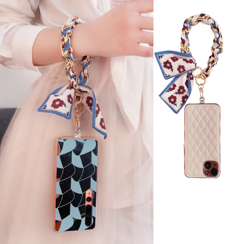 Short Hand-held Chain Fashion Silk Scarf Pendant Wrist Chain Strong and Durable Hand-woven Anti-lost Rope Mobile Phone Lanyard
Short Hand-held Chain Fashion Silk Scarf Pendant Wrist Chain Strong and Durable Hand-woven Anti-lost Rope Mobile Phone Lanyard