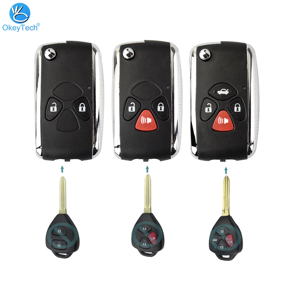 Okeytech 2/3/4 кнопка для Toyota Corolla RAV4 Chr Yaris Auris Модифицированная оболочка автомобильного