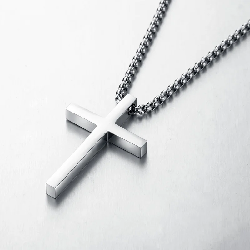 Цепочка с подвеской-крестом для мужчин и женщин ожерелье из нержавеющей стали в