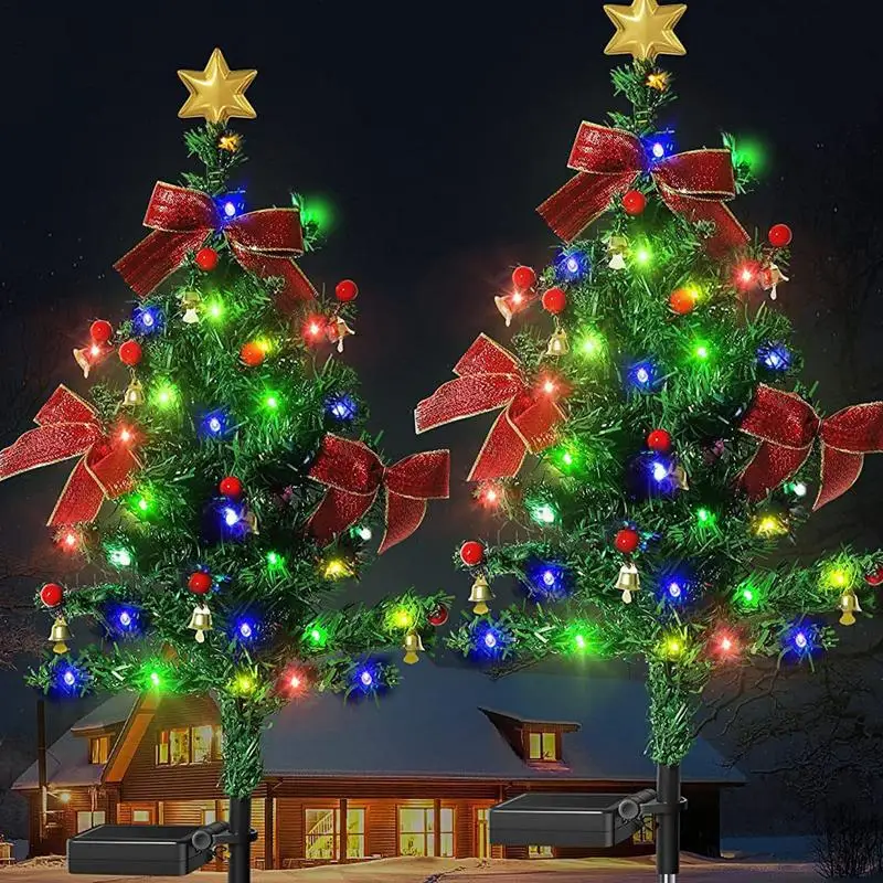 

Светодиодные фонари на солнечной батарее для рождественской елки, уличное красочное освещение, 2 режима, декоративные водонепроницаемые фонари для газона, сада, патио, новогодние