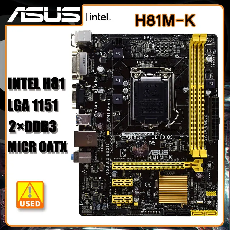 ASUS H81M-K LGA 1150 Motherboard DDR3 Intel H81 16GB PCI-E 2.0 SATA III USB3.0 DVI Micro ATX For Core i3-4130 Core i7-4770 cpus
ASUS H81M-K LGA 1150 Motherboard DDR3 Intel H81 16GB PCI-E 2.0 SATA III USB3.0 DVI Micro ATX For Core i3-4130 Core i7-4770 cpus
